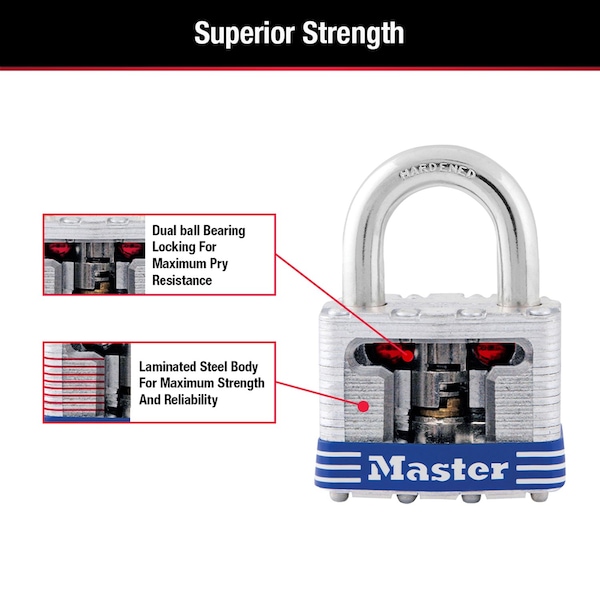 Master Lock Master Lock 1-5/16 in. H X 1-5/8 in. W X 1-1/2 in. L Steel Double Locking Exterior Padlock, PK4 - 3008D