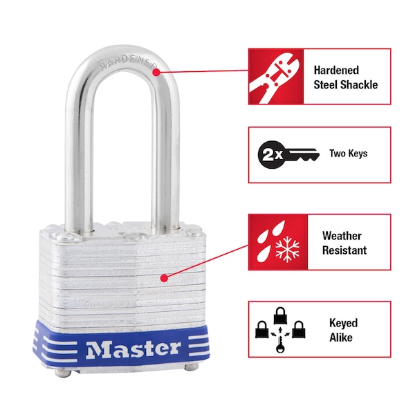 Master Lock Master Lock 3-3 in. H X 1-9 in. W X 27 in. L Steel 4-Pin Cylinder Exterior Padlock, PK3 - 3TRILF