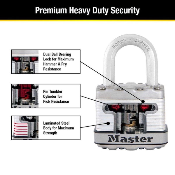 Master Lock Master Lock Magnum 1.25 in. H X 1-3/4 in. W Steel Dual Ball Bearing Locking Weather-Resistant Padloc - M1XKADCCSEN
