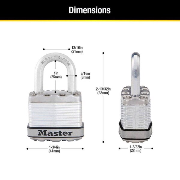 Master Lock Master Lock Magnum 1.25 in. H X 1-3/4 in. W Steel Dual Ball Bearing Locking Weather-Resistant Padloc - M1XKADCCSEN
