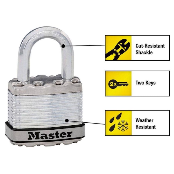 Master Lock Master Lock Magnum 3.56 in. H X 2 in. W X 2 in. L Laminated Steel Dual Ball Bearing Locking Weather-, PK3 - M5XTRILFCCSEN