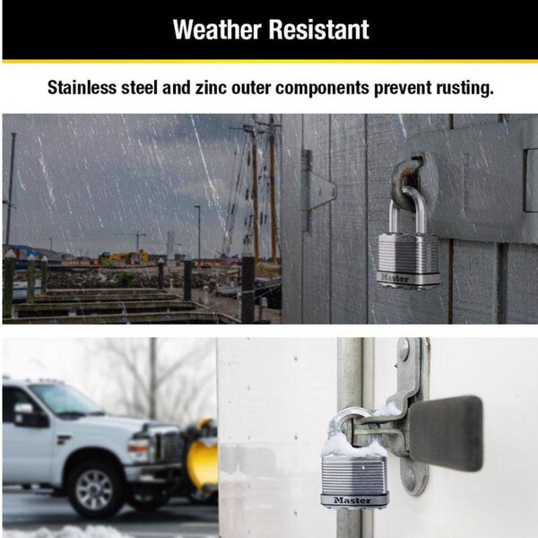 Master Lock Master Lock Magnum 3.56 in. H X 2 in. W X 2 in. L Laminated Steel Dual Ball Bearing Locking Weather-, PK3 - M5XTRILFCCSEN