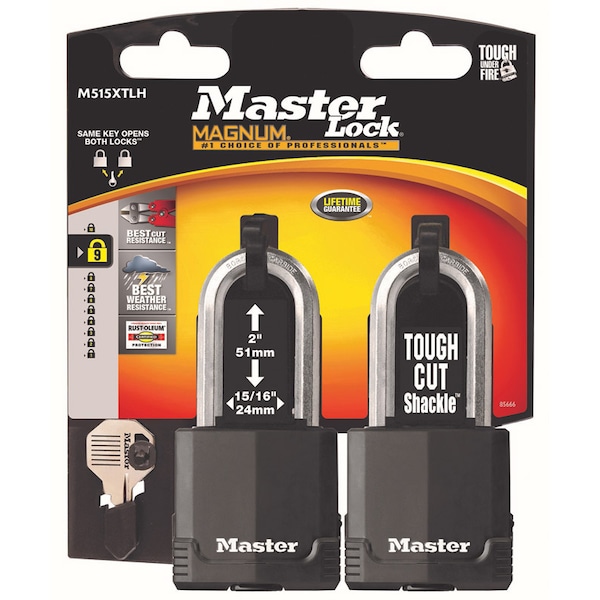 Master Lock Master Lock Magnum 2 in. H X 1-5 in. W X 2 in. L Steel Ball Bearing Locking Weather-Resistant Pad, PK2 - M515XTLHCCSEN