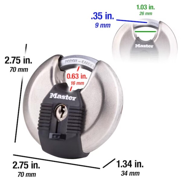 Master Lock Master Lock Magnum 1-1/2 in. H X 2-3/4 in. W Stainless Steel Ball Bearing Locking Shrouded Padlock - M40KA