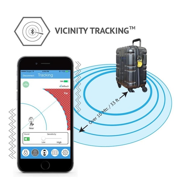 Egeetouch Smart Travel Padlock, Patented DUAL Access NFCBT, TSA Compliant, Tracking, iOSAndroid, BLK and YL - 5-01000-99-M2