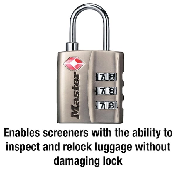 Master Lock Master Lock 1-5/16 in. H X 3/8 in. W X 1-3/16 in. L Metal 3-Dial Combination Luggage Lock - 4680DNLK