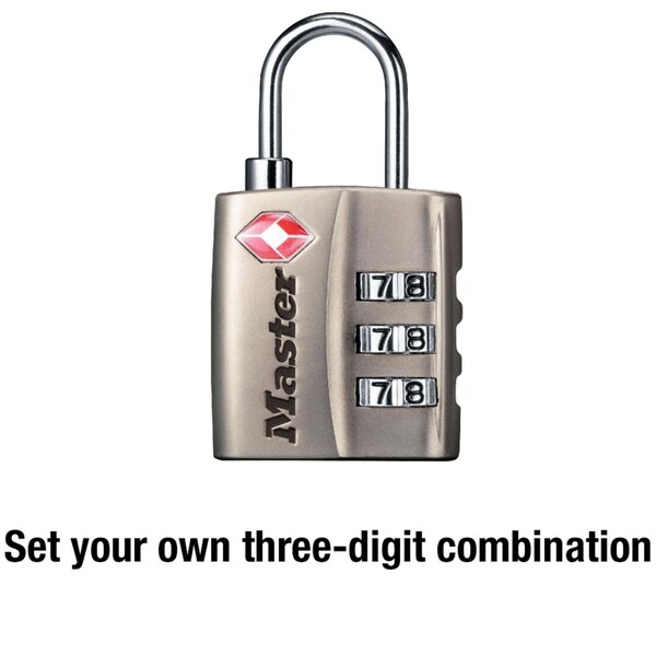 Master Lock Master Lock 1-5/16 in. H X 3/8 in. W X 1-3/16 in. L Metal 3-Dial Combination Luggage Lock - 4680DNLK