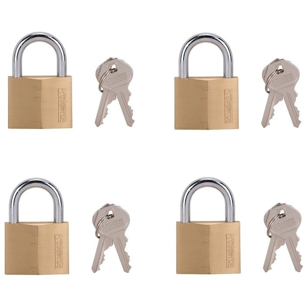 Prosource Padlock Set, Standard Shackle, 1/4 in Dia Shackle, 1-1/4 in H Shackle, Steel Shackle, Steel Body - HD-240DX4-3L