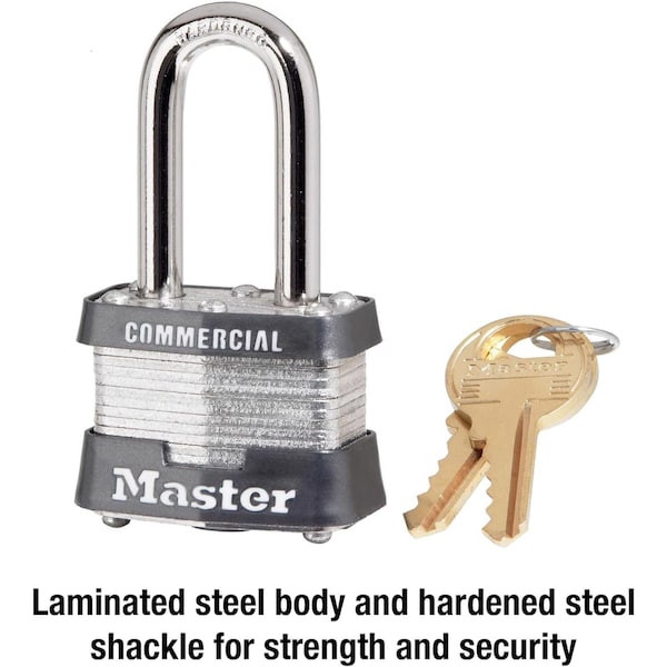 Master Lock Master Lock 3.145 in. H X 1-5/8 in. W X 1-9/16 in. L Steel Double Locking Exterior Padlock - 3KALF#3438