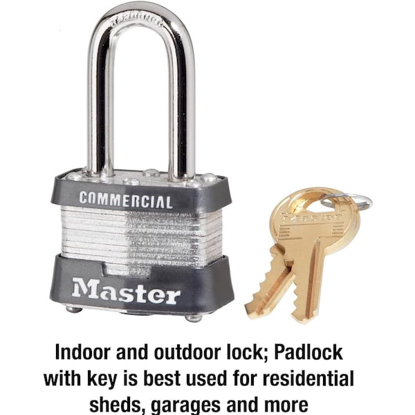 Master Lock Master Lock 3.145 in. H X 1-5/8 in. W X 1-9/16 in. L Steel Double Locking Exterior Padlock - 3KALF#3438