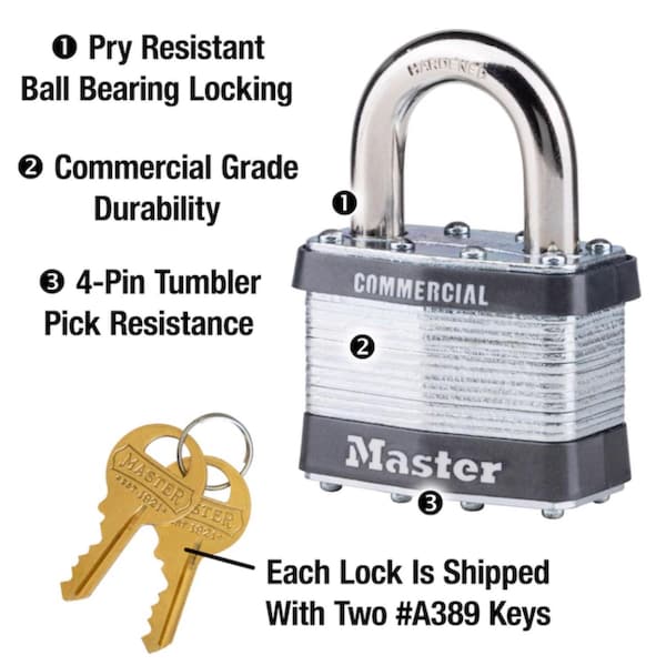 Master Lock Master Lock 2 in. W Steel Pin Tumbler Exterior Padlock - 5KA A389