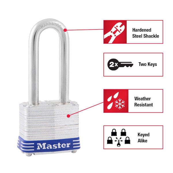 Master Lock Master Lock 1-9/16 in. W Steel Pin Tumbler Exterior Padlock, PK4 - 3QLF