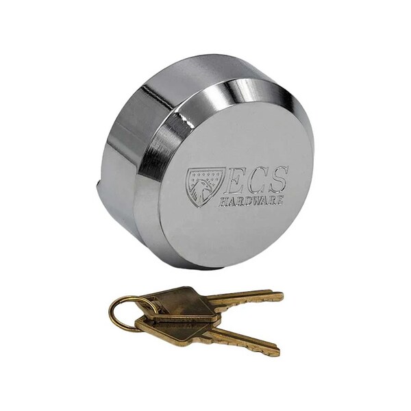 Ecs Hardware Hidden-Shackle Stainless Steel Puck-Style Lock KW1, Keyed Different - ECSH-PLP-SS-KW1-KD