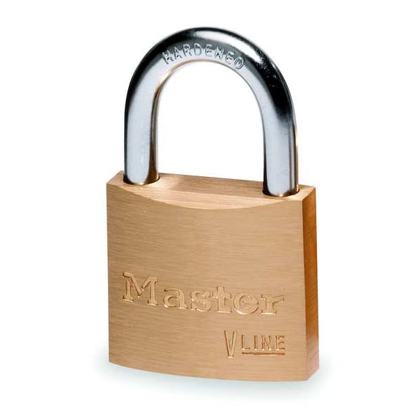 Master Lock Padlock, Keyed Alike, Standard Shackle, Rectangular Brass Body, Steel Shackle, 3/8 in W - 4120KA
