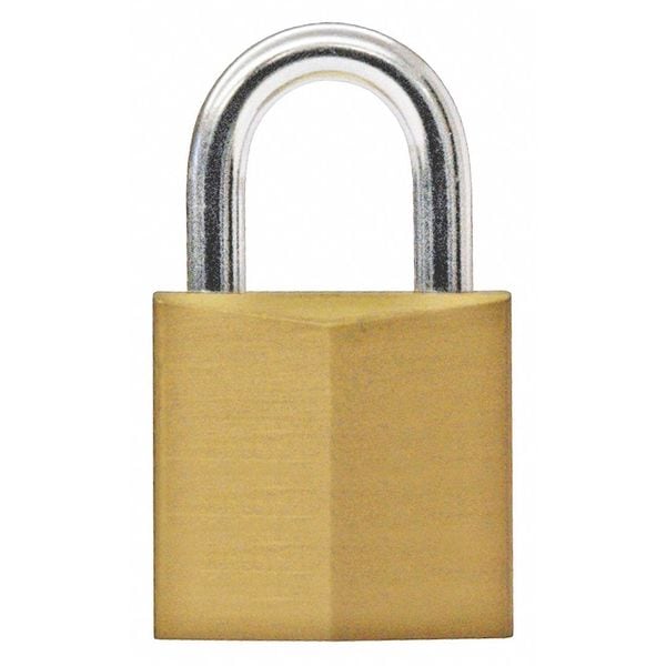 Master Lock Padlock, Keyed Different, Standard Shackle, Rectangular Brass Body, Steel Shackle, 3/8 in W - 4120WWG