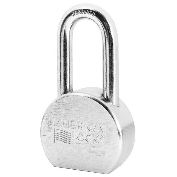 American Lock Padlock, Keyed Alike, Long Shackle, Round Steel Body, Boron Shackle, 15/16 in W - A701KA
