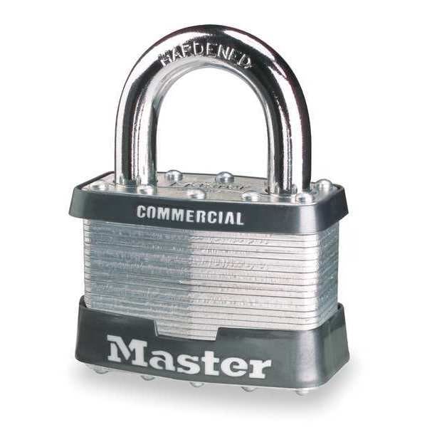 Master Lock Padlock, Keyed Alike, Long Shackle, Rectangular Steel Body, Steel Shackle, 15/16 in W - 5KALJ
