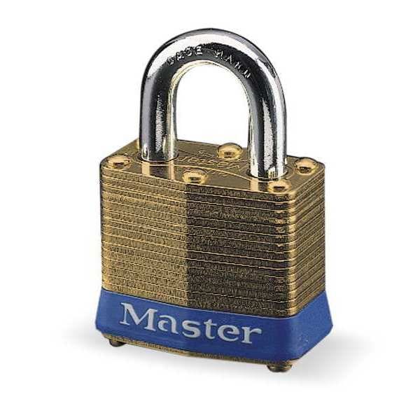 Master Lock Padlock, Keyed Alike, Standard Shackle, Rectangular Brass Body, Steel Shackle, 5/8 in W - 4KA-0712