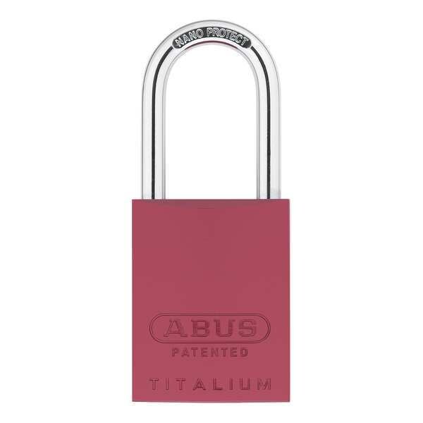 Abus Padlock, Keyed Different, Long Shackle, Rectangular Aluminum Body, Steel Shackle, 1 in W - 83AL/40 (300) KD RED