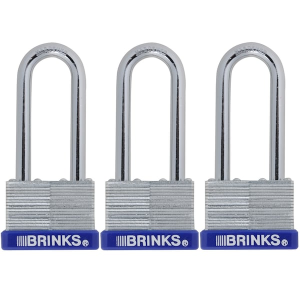 Brinks Keyed Alike Padlock, Laminated Steel, 44mm, High Security 3PK - 172-44302