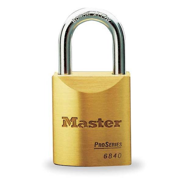 Master Lock Padlock, Keyed Alike, Standard Shackle, Rectangular Brass Body, Boron Shackle, 29/32 in W - 6840KA10G201