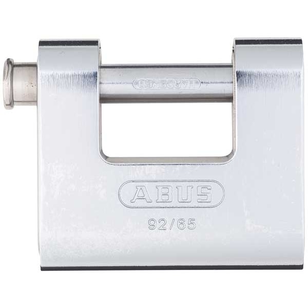 Abus Padlock, Keyed Alike, Shutter Shackle, Brass Body, Steel Shackle, 1 1/8 in W - 92/65 KA