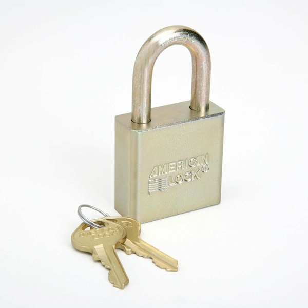 American Lock Padlock, Keyed Different, Standard Shackle, Rectangular Steel Body, Boron Shackle, 3/4 in W - A5200GLN
