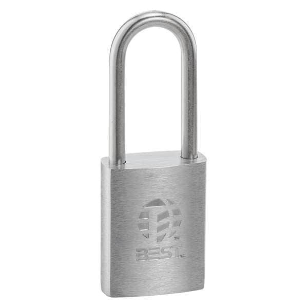 Best Keyed Padlock, Coreless, Long Shackle, Rectangular Brass Body, Stainless Steel Shackle, 7/8 in W - 41B772L