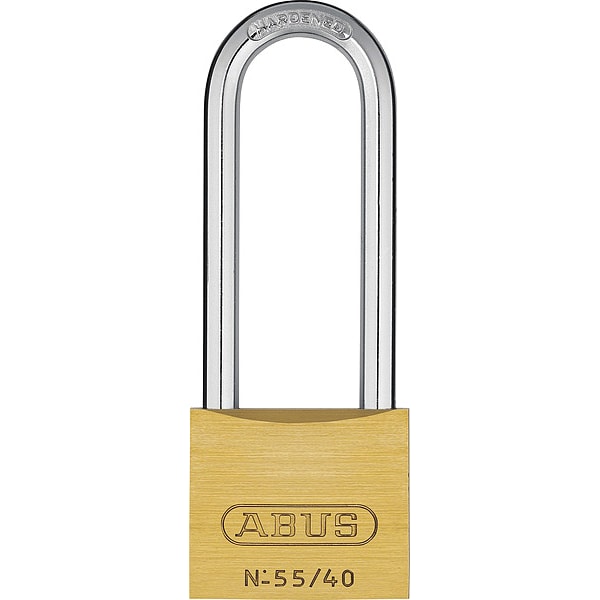 Abus Solid Brass Padlock Keyed Alike, Keyed Alike, Long Shackle, Hardened Steel Shackle - 55726