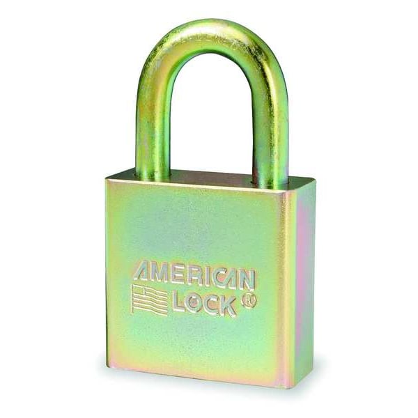 American Lock Padlock, Keyed Alike, Standard Shackle, Rectangular Steel Body, Boron Shackle, 3/4 in W - A5200GLNKA - DG34822