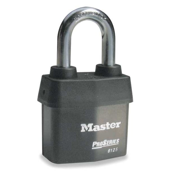 Master Lock Padlock, Keyed Different, Standard Shackle, Rectangular Steel Body, Boron Shackle, 7/8 in W - 6125