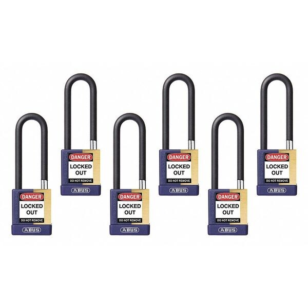 Abus Keyed Padlock, Open, Rectangular Steel Body, Hardened Steel Shackle, 3/4 in W, 6 PK - 20115