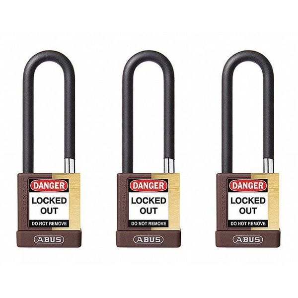 Abus Keyed Padlock, Open, Rectangular Steel Body, Hardened Steel Shackle, 3/4 in W, 3 PK - 20161
