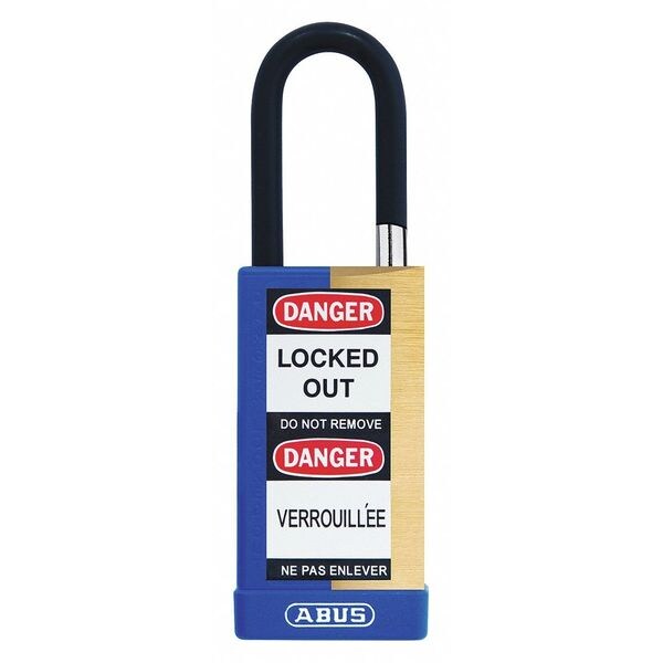 Abus Keyed Padlock, Open, Rectangular Steel Body, Hardened Steel Shackle, 3/4 in W - 20053