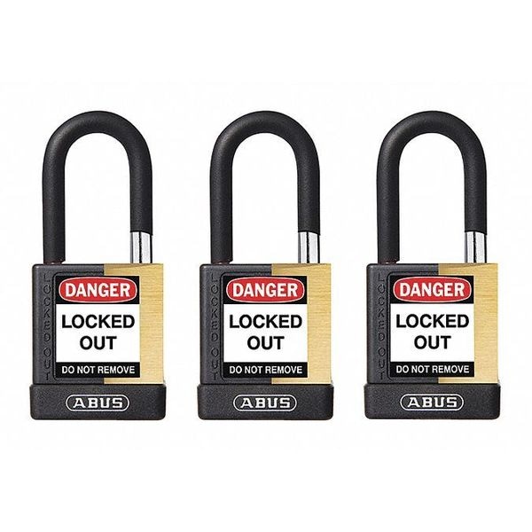 Abus Keyed Padlock, Open, Rectangular Steel Body, Hardened Steel Shackle, 3/4 in W, 3 PK - 20144