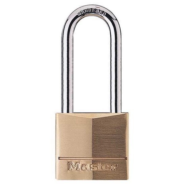 Master Lock Padlock, Keyed Different, Long Shackle, Rectangular Brass Body, Steel Shackle, 13/16 in W - 140DLH