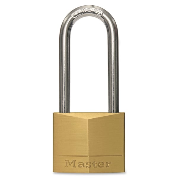 Master Lock Padlock, Keyed Different, Long Shackle, Rectangular Brass Body, Steel Shackle, 13/16 in W - 140DLH