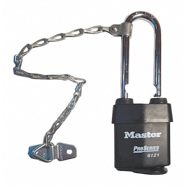 Master Lock Padlock, Keyed Alike, Long Shackle, Rectangular Steel Body, Boron Shackle, 7/8 in W - 6121KALJCN10G010