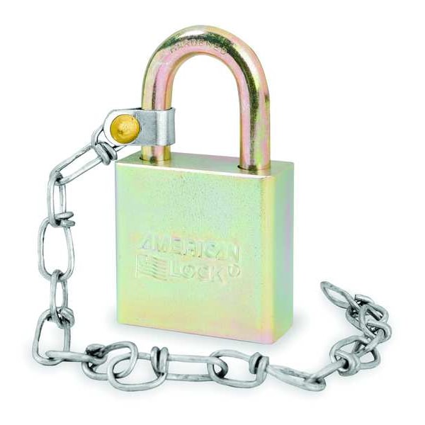 American Lock Padlock, Keyed Different, Standard Shackle, Rectangular Steel Body, Boron Shackle, 3/4 in W - A5200GLWN