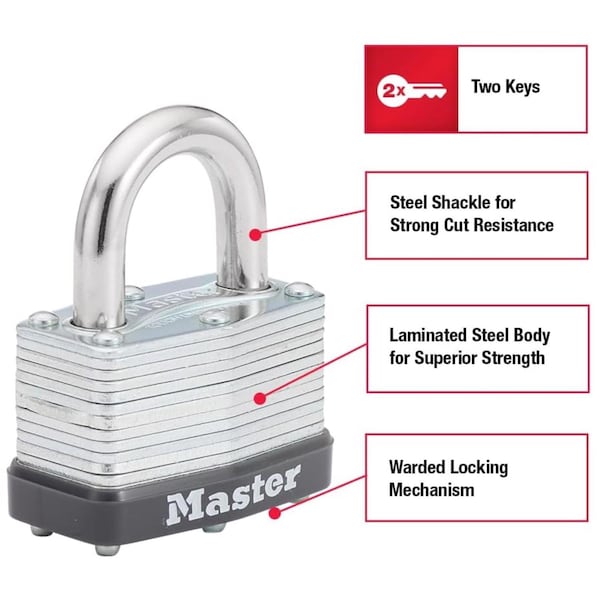 Master Lock Master Lock 1-1/16 in. H X 1-3/4 in. W X 1-3/4 in. L Laminated Steel Breakaway Warded Padlock - 500KABRK #197