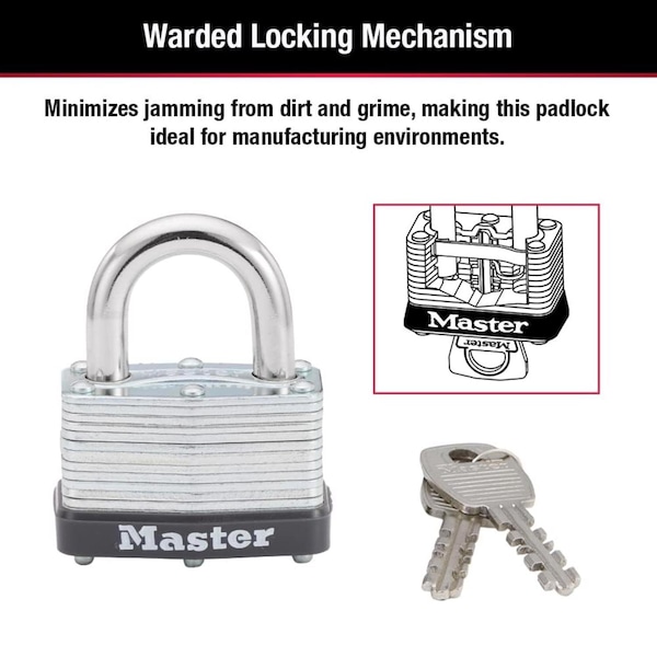 Master Lock Master Lock 1-1/16 in. H X 1-3/4 in. W X 1-3/4 in. L Laminated Steel Breakaway Warded Padlock - 500KABRK #197