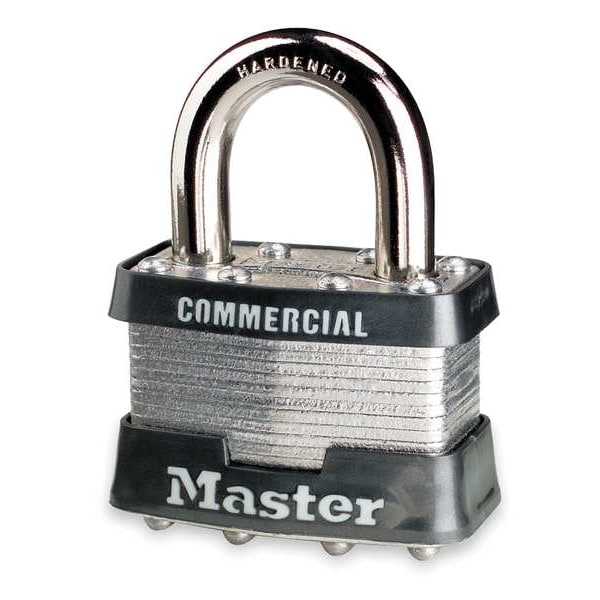 Master Lock Padlock, Keyed Alike, Standard Shackle, Rectangular Steel Body, Steel Shackle, 3/4 in W - 21KA