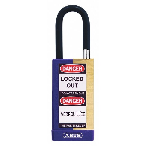 Abus Keyed Padlock, Open, Rectangular Steel Body, Hardened Steel Shackle, 3/4 in W - 20058
