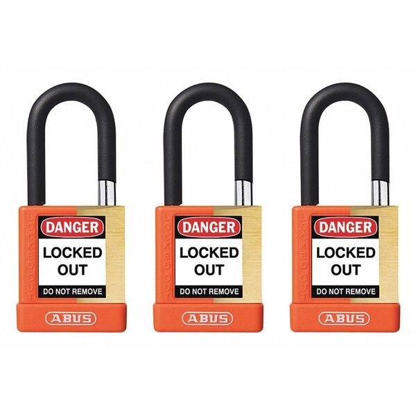 Abus Keyed Padlock, Open, Rectangular Steel Body, Hardened Steel Shackle, 3/4 in W, 6 PK - 20151