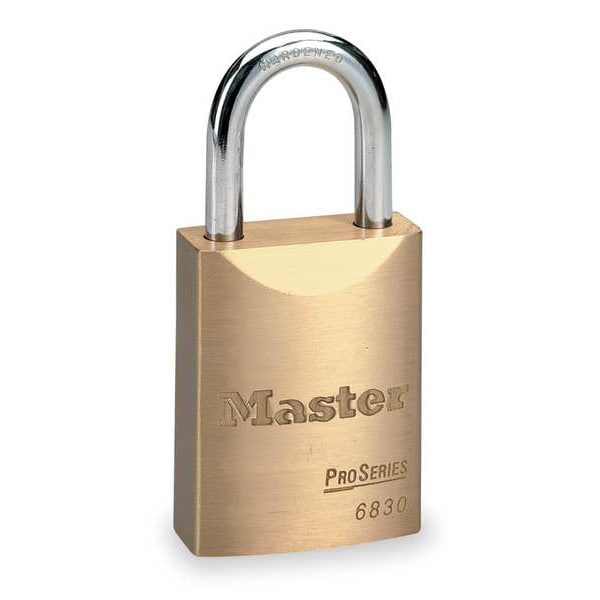 Master Lock Padlock, Keyed Alike, Standard Shackle, Rectangular Brass Body, Boron Shackle, 25/32 in W - 6830KA10G200