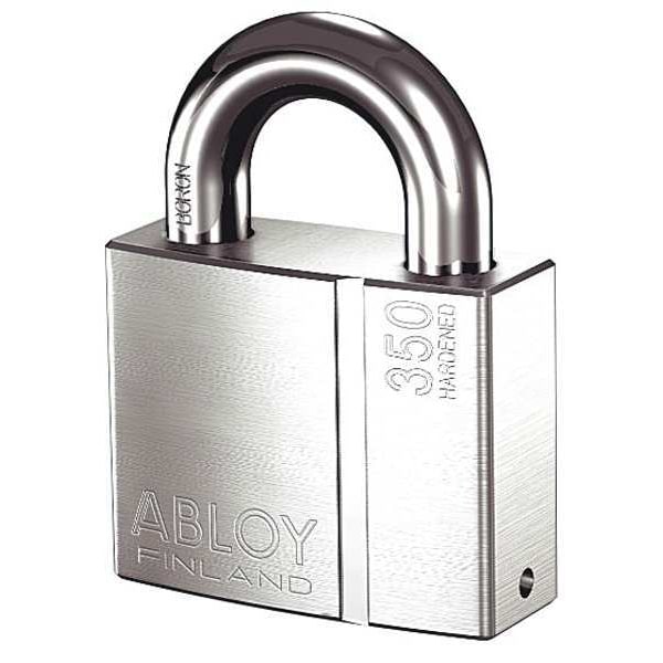 Abloy Padlock, Keyed Alike, Long Shackle, Rectangular Brass Body, Boron Shackle, 1 1/4 in W - PLI350/50B-KA