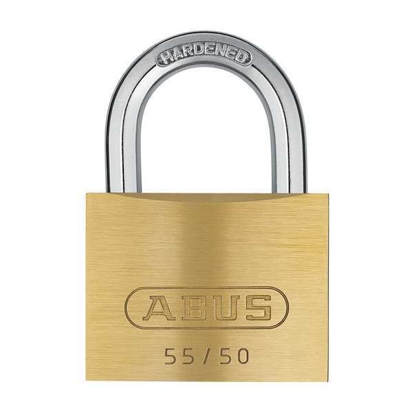 Abus Padlock, Keyed Alike, Standard Shackle, Rectangular Brass Body, Steel Shackle, 1 in W - 55/50 KA