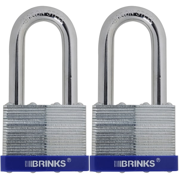 Brinks Keyed Alike Padlock, Laminated Steel, 50mm, High Security 2PK - 172-52291