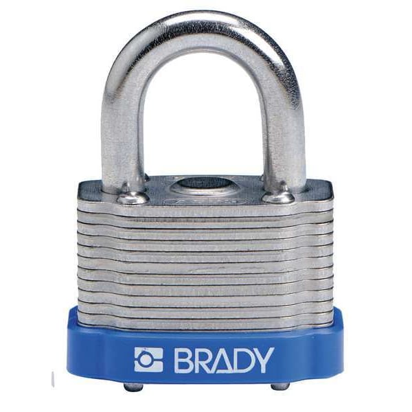 Brady Keyed Padlock, Open, Rectangular Steel Body, Hardened Steel Shackle, 23/32 in W - 143130