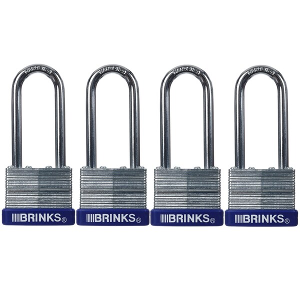 Brinks Keyed Alike Padlock, Laminated Steel, 40mm, High Security, 4PK - 172-42401